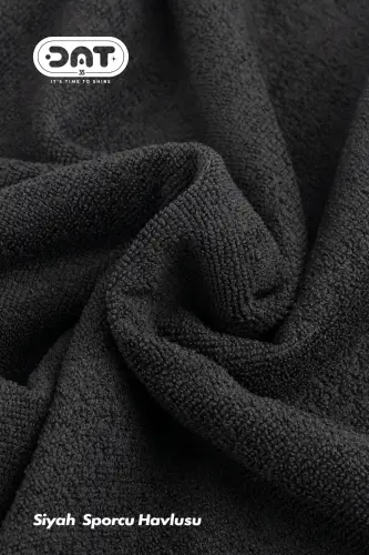 Qora Sportchi Mashg'ulot Sochig'i Mikrofiber Sport Zali Fitness Boks Tennis Antibakterial Sport Sochig'i 48x90sm - 1