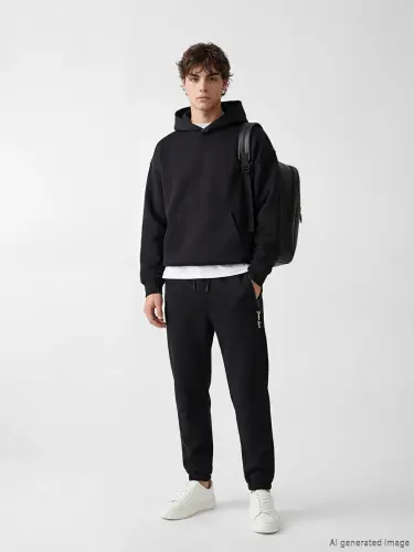 Qora standart qolip erkaklar uchun jogger sport andaki - Qora 