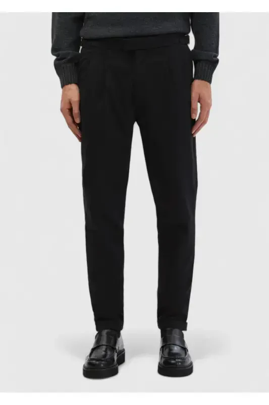 Qora tekis toʻqima Carrot Fit kundalik paxta aralashmalangan shim - 2