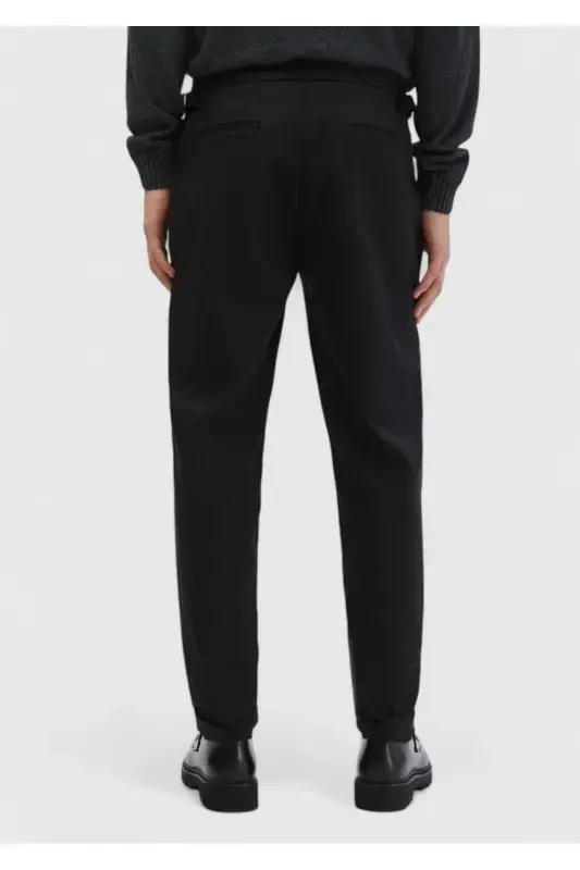 Qora tekis toʻqima Carrot Fit kundalik paxta aralashmalangan shim - 6