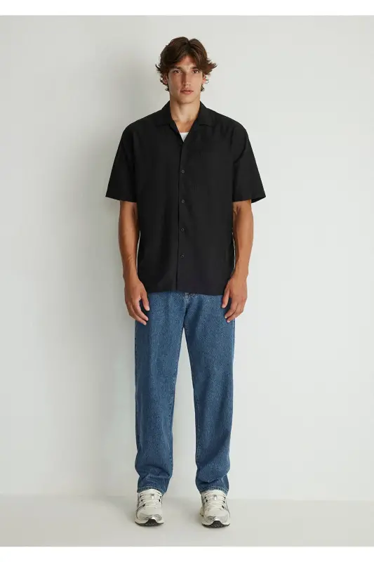 Qora Tencel Tm Lyocell Ko'ylak Keng Bichimli / Keng - 3