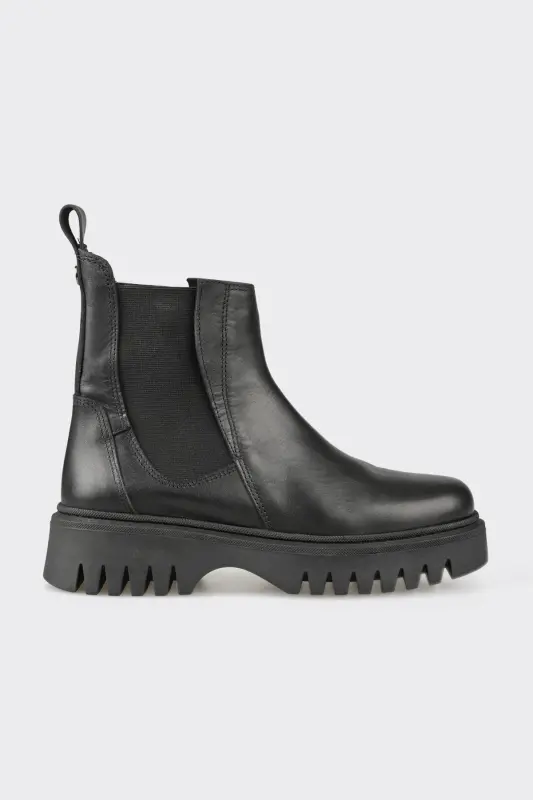 Qora Teri Ayollar Kundalik Botinkasi - ELLE SHOES