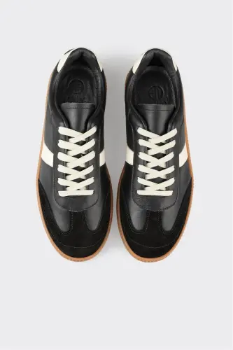 Qora Teri Ayollar Sport Poyafzali-Qora - 4
