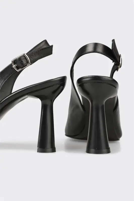 Qora teri ayollik poshnali poyabzal - 4