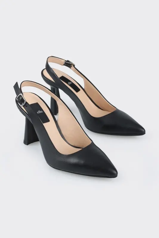 Qora teri ayollik poshnali poyabzal - 2