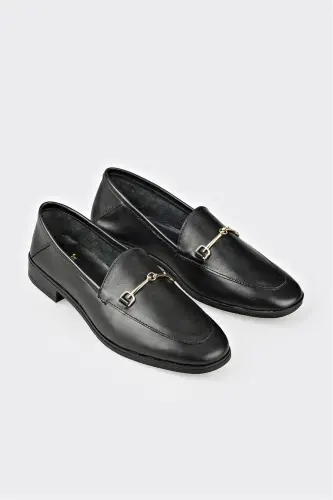 Qora teri kundalik ayollar poyafzali - ELLE SHOES (1)