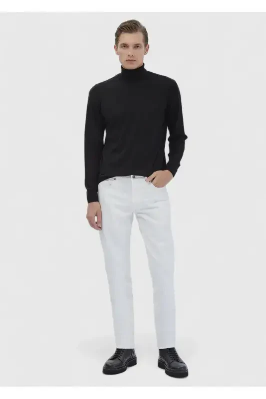 Qora to'la baliqchi yoqa tekis to'qima jun aralash triko - 2