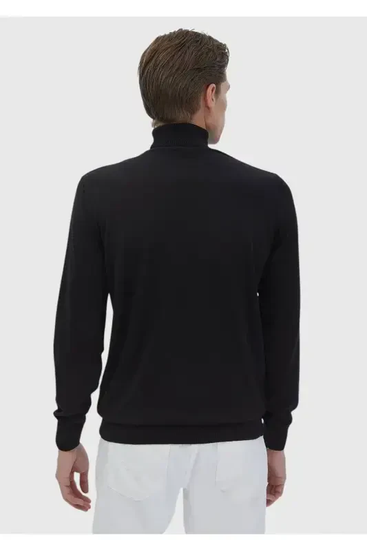 Qora to'la baliqchi yoqa tekis to'qima jun aralash triko - 6