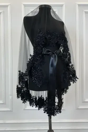 Qora Vip kelinlik fati to'plami, Xina fati o'rami to'plami - Qora - 1