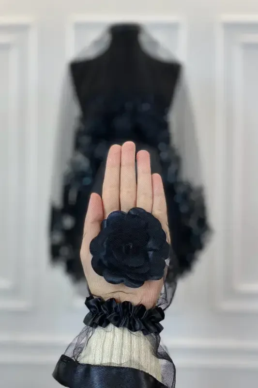 Qora Vip kelinlik fati to'plami, Xina fati o'rami to'plami - Qora - 7