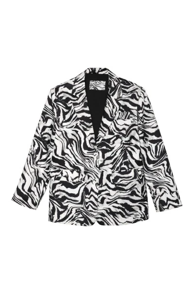 Qora Zebra Naqshli Oversize Blazer Ko'ylagi - QUZU (1)