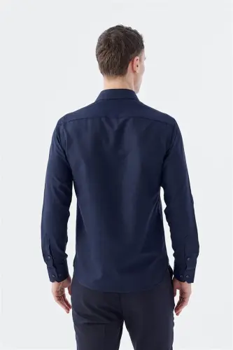 Qorong'u ko'k-2 Comfort Fit paxtadan tikilgan, oson dazmollanadigan ko'ylak - 3