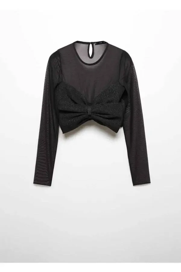 Qo'shma bog'lab, bezakli triko bluzasi - 3