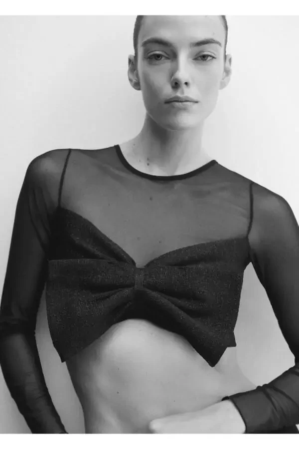 Qo'shma bog'lab, bezakli triko bluzasi - 6