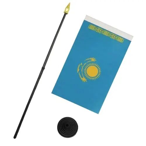 Qozog'iston Stolik Bayrog'i 4'' x 6'' - Qozog'iston Stolik Bayrog'i 15 x 10 sm - oltin nayza uchi - AZ FLAG - 3