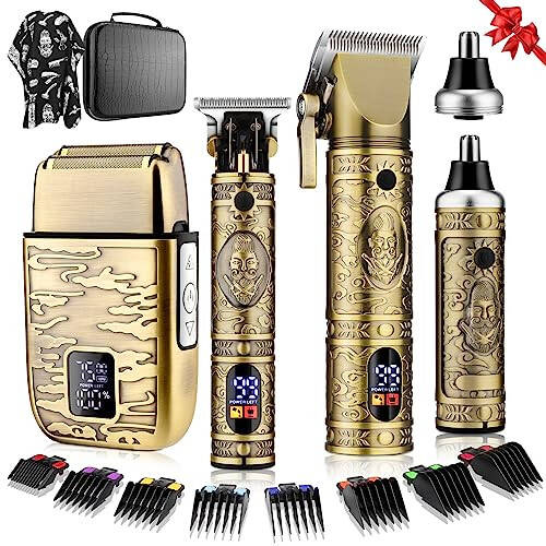 Qreeyx Hair Clippers for Man T-Blade Trimmer Nose Hair Trimmer Electric Shaver Set, Professional Metal Body Barber Clippers Set for Haircut, Men’s Grooming Kit with LCD Display, Ideal Gift for Him - 1
