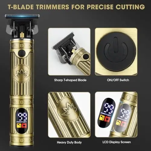 QREEYX Professional erkaklar uchun soch kesish mashinasi, simsiz soqol trimmer, burun va quloq tuklarini trimmer, LED displeyli elektr soqol olish moslamasi, Barber uchun soch kesish to'plami, erkaklar uchun sovg'a - 3