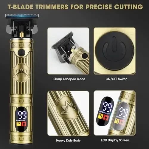 QREEYX Professional erkaklar uchun soch kesish mashinasi, simsiz soqol trimmer, burun va quloq tuklarini trimmer, LED displeyli elektr soqol olish moslamasi, Barber uchun soch kesish to'plami, erkaklar uchun sovg'a - 3