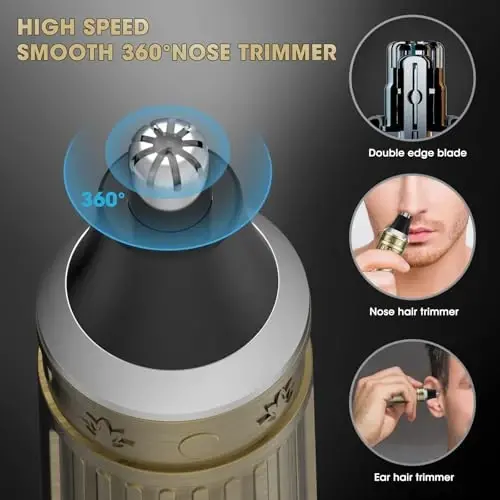 QREEYX Professional Hair Clippers for Men, Cordless Beard Trimmer, Nose & Ear Hair Trimmer, Electric Shavers Barber Kit with LED Display, Hair Cutting Kit with Case, for Barber, Mens Gift - 4