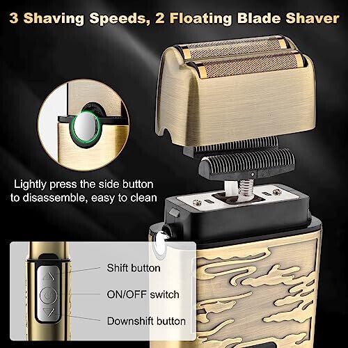Qreeyx Hair Clippers for Man T-Blade Trimmer Nose Hair Trimmer Electric Shaver Set, Professional Metal Body Barber Clippers Set for Haircut, Men’s Grooming Kit with LCD Display, Ideal Gift for Him - 4