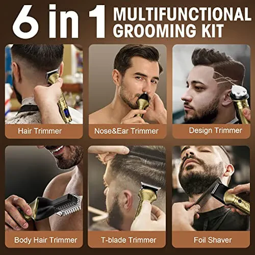 Qreeyx Beard Trimmer Kit for Men - Professional 6 in 1 Hair Clipper Trimmer, Cordless Multi Groomer, Mens Grooming Kit for Beard, Face, Body Nose Hair Facial, Electric Razor as Gifts for Him - 2