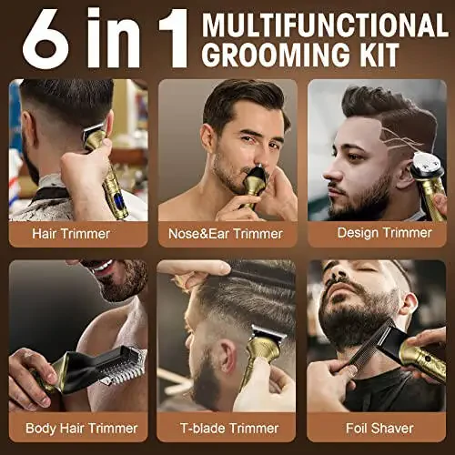 Qreeyx Beard Trimmer Kit for Men - Professional 6 in 1 Hair Clipper Trimmer, Cordless Multi Groomer, Mens Grooming Kit for Beard, Face, Body Nose Hair Facial, Electric Razor as Gifts for Him - 2