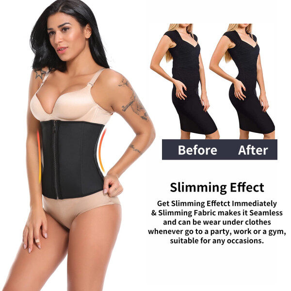 QRIC Women's Underbust Latex Sport Girdle Waist Trainer Corsets Boned Body Shaper- - 4