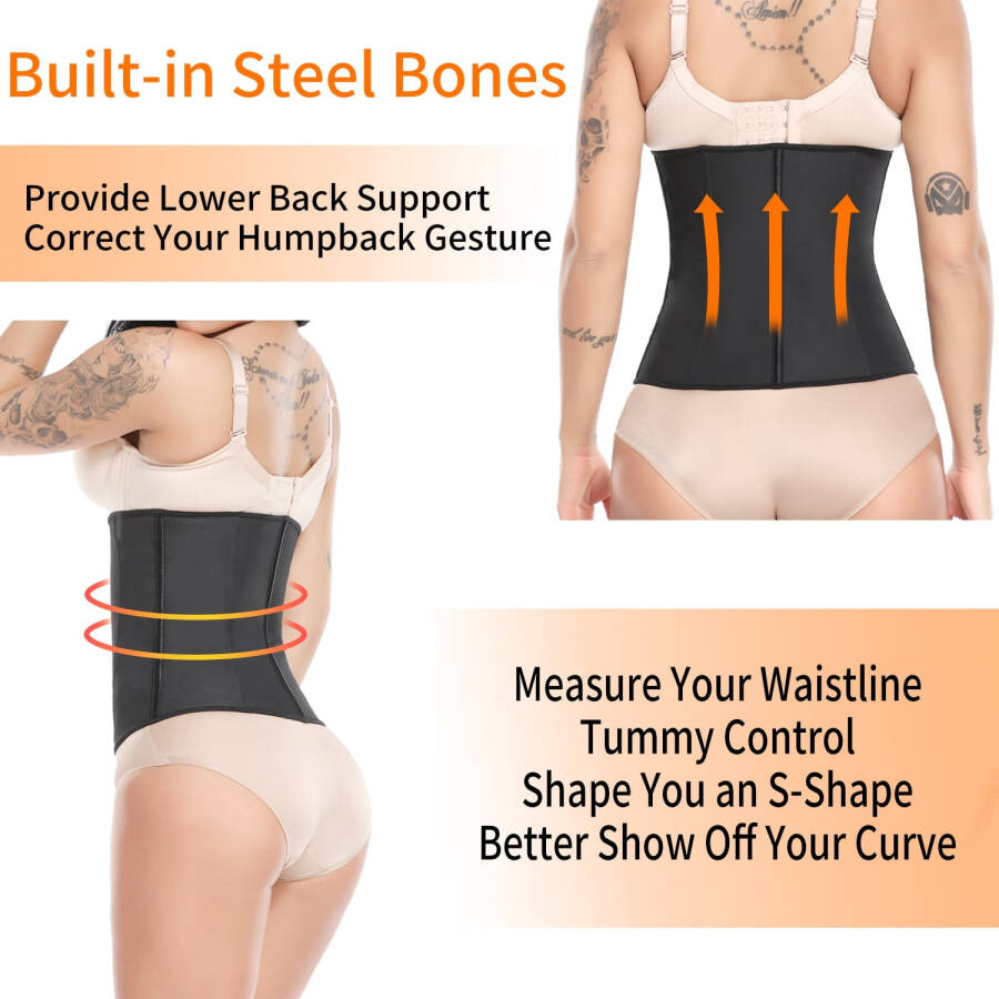 QRIC Women's Underbust Latex Sport Girdle Waist Trainer Corsets Boned Body Shaper- - 5