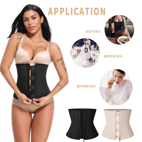 QRIC Women's Underbust Latex Sport Girdle Waist Trainer Corsets Boned Body Shaper- - 6