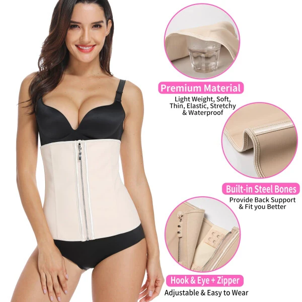 QRIC Women's Underbust Latex Sport Girdle Waist Trainer Corsets Boned Body Shaper - 4