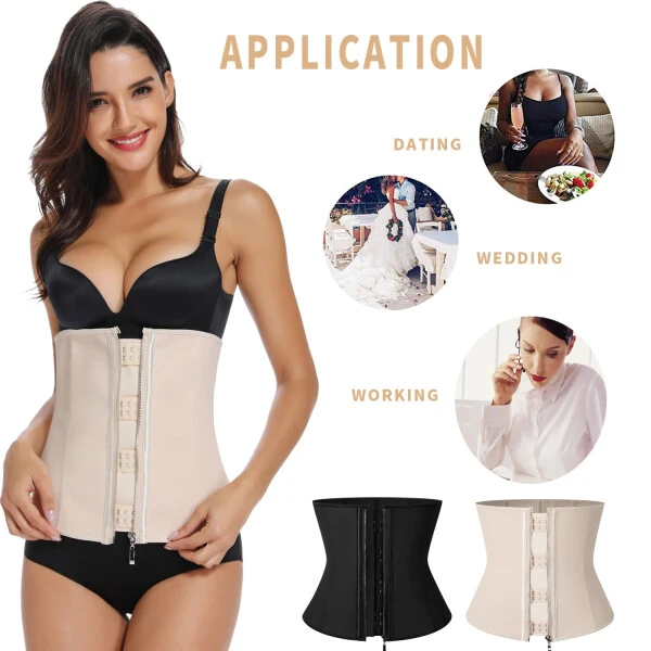 QRIC Women's Underbust Latex Sport Girdle Waist Trainer Corsets Boned Body Shaper - 6
