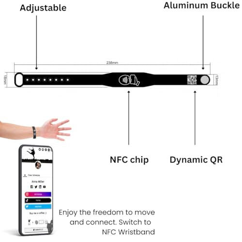 QRLynk Silicone NFC/QR Code Networking Wristband: Your Digital Business Card & Bio Link - No App/Subscription Needed - 5