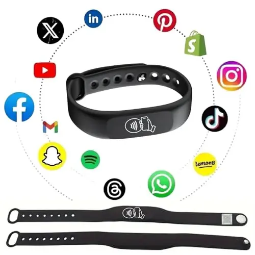QRLynk Silicone NFC/QR Code Networking Wristband: Your Digital Business Card & Bio Link - No App/Subscription Needed - 2