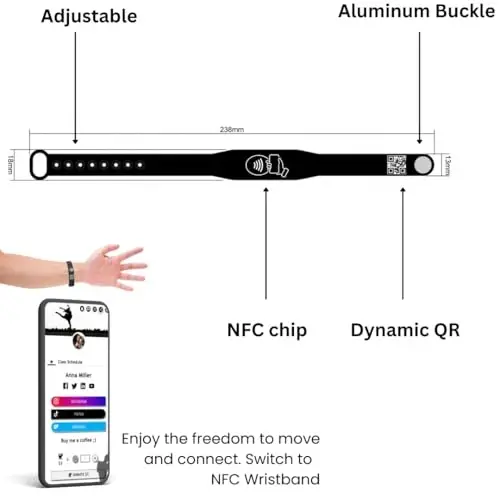 QRLynk Silicone NFC/QR Code Networking Wristband: Your Digital Business Card & Bio Link - No App/Subscription Needed - 4