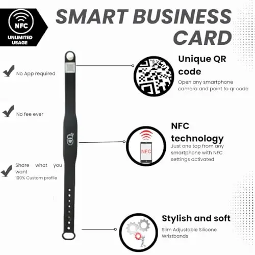 QRLynk Silicone NFC/QR Code Networking Wristband: Your Digital Business Card & Bio Link - No App/Subscription Needed - 3