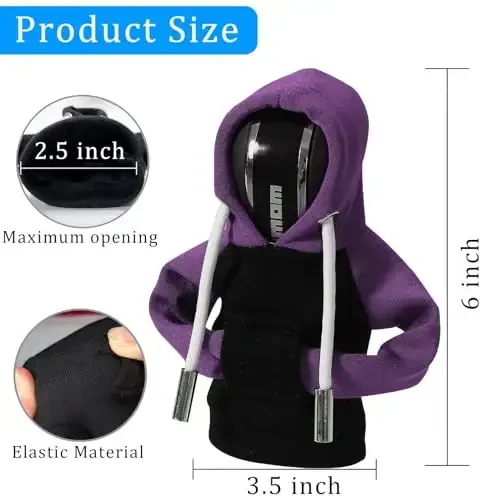 QTZFKFLHD Gear Shift Hoodie, Funny Gear Shift Knob, Universal Car Shift Knob Hoodie, Mini Hoodie for Car Shifter, Automotive Interior Novelty Accessories Decorations - 3