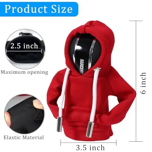 QTZFKFLHD Gear Shift Hoodie, Funny Gear Shift Knob, Universal Car Shift Knob Hoodie, Mini Hoodie for Car Shifter, Automotive Interior Novelty Accessories Decorations, Car Accessories and Decorations - 3