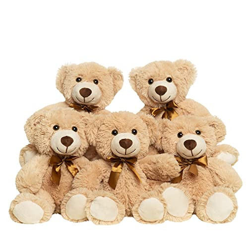 Quaakssi Teddy Ayilar Ulgur 5 Paket Teddy Ayilar To'ldirilgan Hayvonlar Plush O'yinchoqlar Bola Qiz Do'stiga Sovg'a, 13.5 Dyuym To'ldirilgan Ayilar Ro'za Bayrami Sevishganlar Kuni Tug'ilgan Kun To'y Partiyasi - 1