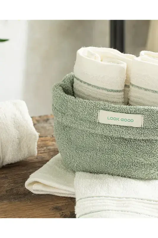 Quadro Cotton 4-Piece Towel Set Water Green-ecru-Water Green - 2