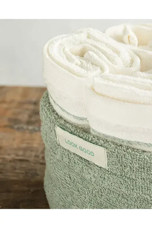 Quadro Cotton 4-Piece Towel Set Water Green-ecru-Water Green - 3