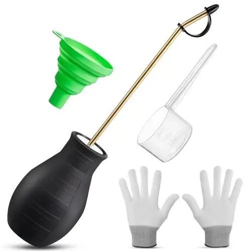 Qualirey Diatomaceous Earth Powder Duster, uzun metall trubkali bog'dorchilik kukuni aplikator dispenser, uy uchun lampochkali purkagich hasharotlar dusteri, organik bog'dorchilik qishloq xo'jaligi ta'minoti uchun kukun (1 dona) 