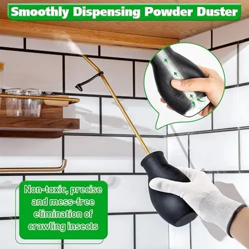 Qualirey Diatomaceous Earth Powder Duster, uzun metall trubkali bog'dorchilik kukuni aplikator dispenser, uy uchun lampochkali purkagich hasharotlar dusteri, organik bog'dorchilik qishloq xo'jaligi ta'minoti uchun kukun (1 dona) - QUALIREY (1)