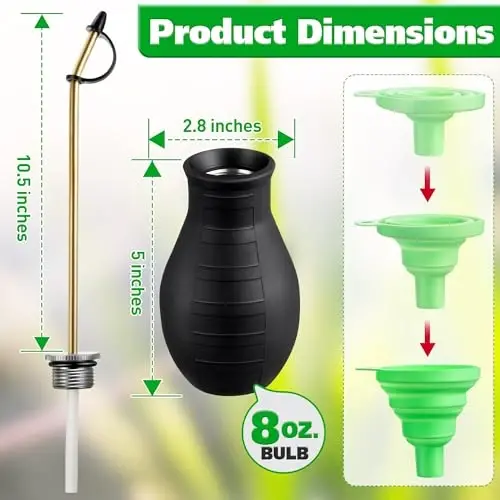 Qualirey Diatomaceous Earth Powder Duster, Garden Powder Applicator Dispenser with Long Metal Tube, Bulb Duster Sprayer Insect Duster for Home Powder for Organic Gardening Agricultural Supply (1 Pack) - 3