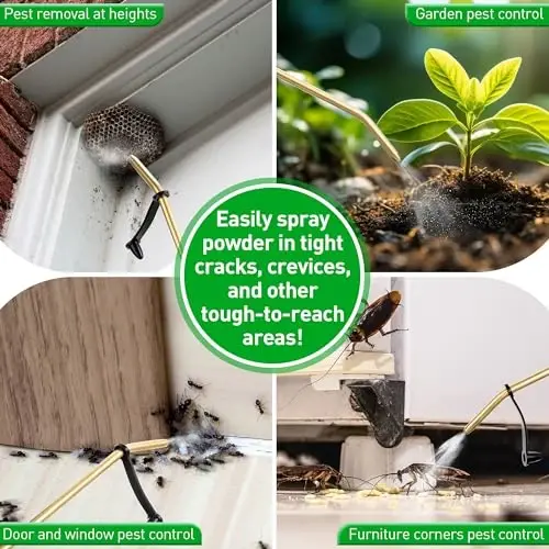 Qualirey Diatomaceous Earth Powder Duster, Garden Powder Applicator Dispenser with Long Metal Tube, Bulb Duster Sprayer Insect Duster for Home Powders for Organic Gardening Agricultural Supply - 6