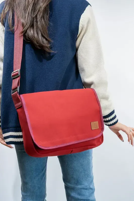 Quality 2-Compartment Large Messenger Bag-Burgundy - 2