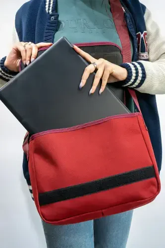 Quality 2-Compartment Large Messenger Bag-Burgundy - 3