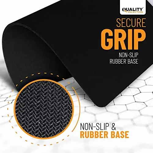Quality Selection Large Gaming Mouse Pad Non-Slip Rubber Base Mousepad, Super Tracking Accuracy and Smooth Surface Mouse Control, Mouse Pads works with All Mouse Types 12.60 x 10.60 in No Logos, Black - QUALITY SELECTION (1)