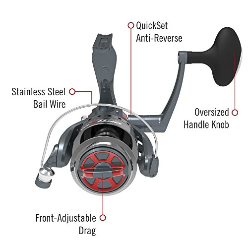 Quantum Optix Spinning Fishing Reel, 4 Bearings (3 + Clutch), Anti-Reverse with Smooth, Precisely-Aligned Gears, Clam Packaging - 4