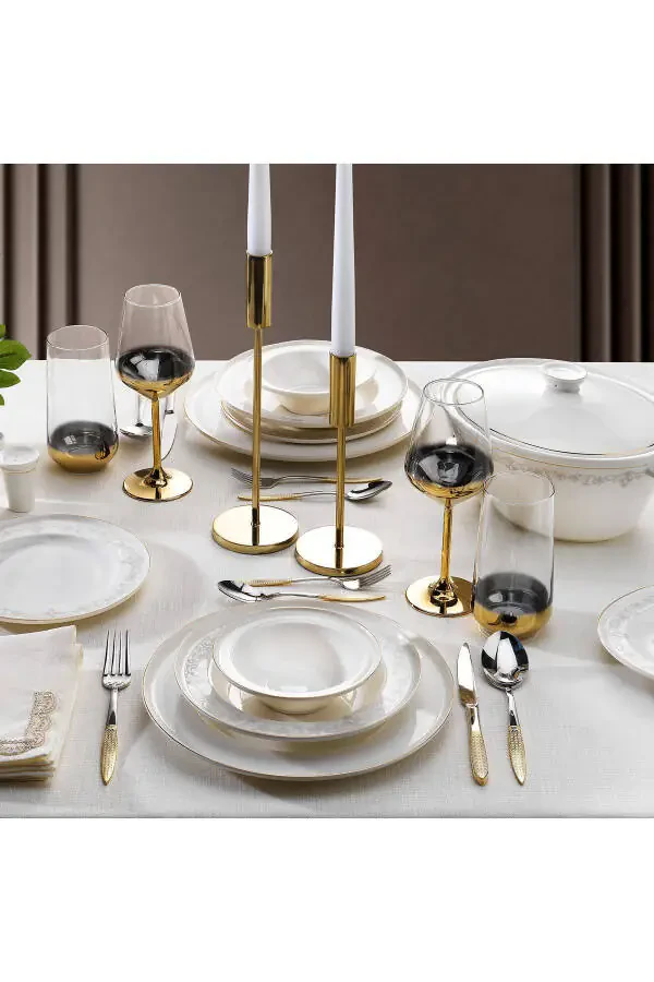 Queen Natty Bone Dinner Set 60 Pieces Gold - 1
