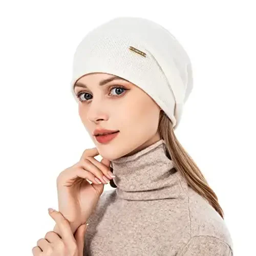 QUEENFUR Knit Slouchy Beanie Hats for Women CasModazoneere Ski Cap Knitted Wool Soft Warm Winter Hat - 4
